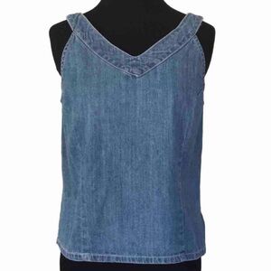 Vintage Coastal Cowgirl Denim Sleeveless Top Cotton Tailored Fit Size 8